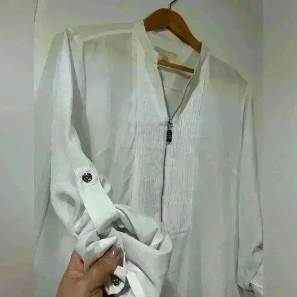 Michael Kors Longsleeve Zipper Tuxedo Shirt - Picture 4 of 7